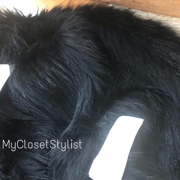 VINCE Black Fur Jacket $1,800 Coat Vest! NWT Raccoon Small Silky SOFT! - Picture 5 of 8